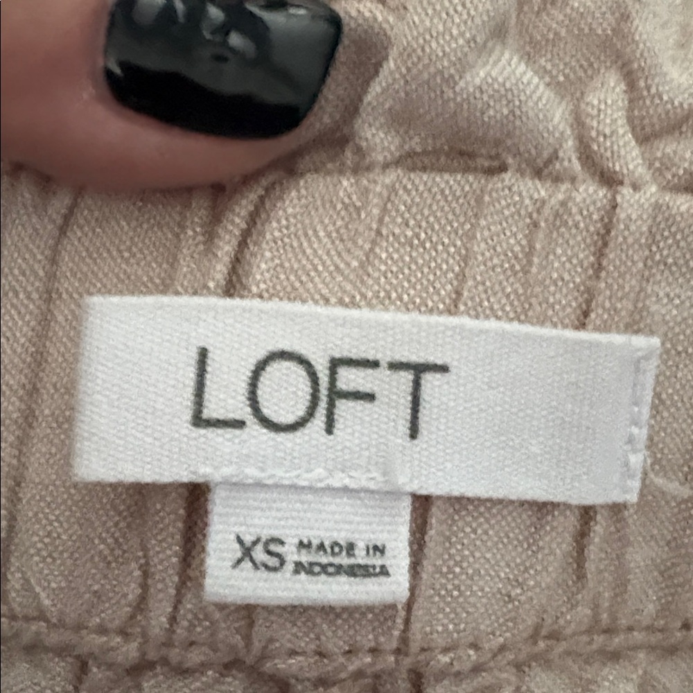 LOFT Paperbag Style Linen Blend High Rise Pants in Natural Khaki Size XS—NO BELT - Picture 9 of 10